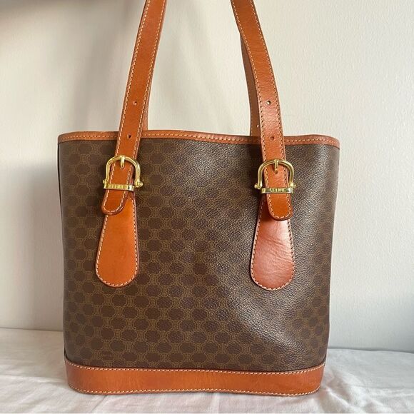 CELINE Vintage Bucket Bag Tote Shoulder Bag Monogram Linea Louise - Picture 6 of 16